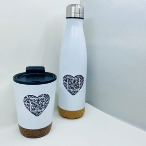 Flasche & Becher mit täglicher Affirmation (2er-Set, weiss)