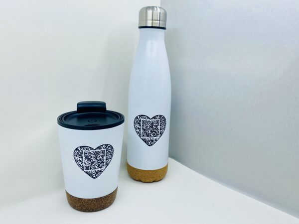 Flasche & Becher mit täglicher Affirmation (2er-Set, weiss)